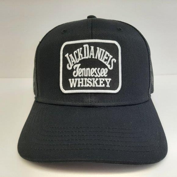 Accessories - Jack Daniels Whiskey Retro Trucker JD Snapback Cap Hat Black Embroidered Patch